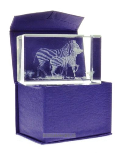 3D Laser Gravure Zebra in Glas