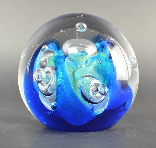 Veilig Ondergedompeld formule Presse Papier Glas, blauw / Turquoise