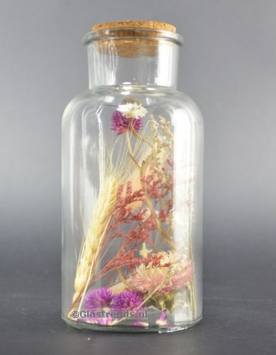 Droogbloemen in Glazen Medicijnfles, Large, met Paars